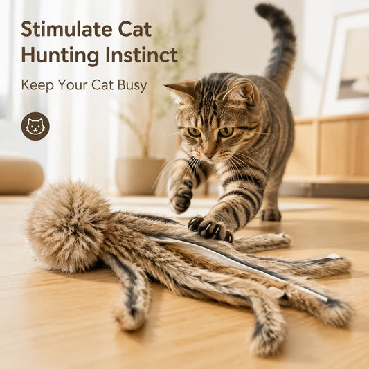 Natural Rabbit Fur Octopus Cat Toy Scent - MyPetDollar.com