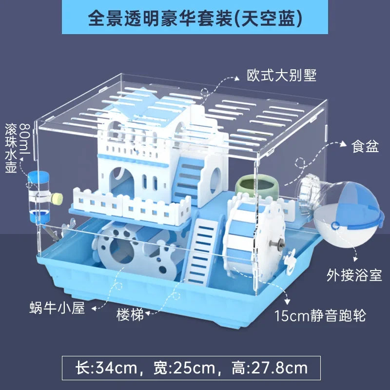 Transparent Acrylic Hamster Enclosure for Small Pets