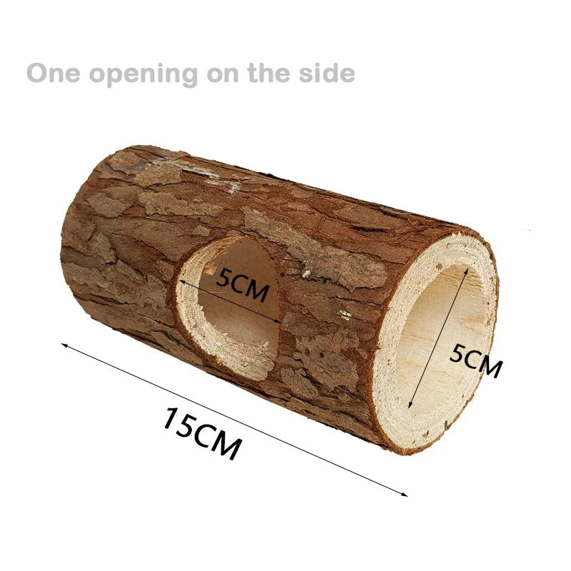 Wooden Hamster Tree Hollow Toy Fir Stump Hideout Burrow Tunnel for Small Pets
