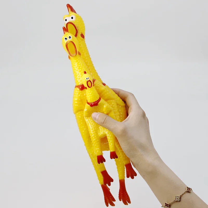 Screaming Chicken Dog Toys,Yellow Rubber - MyPetDollar.com