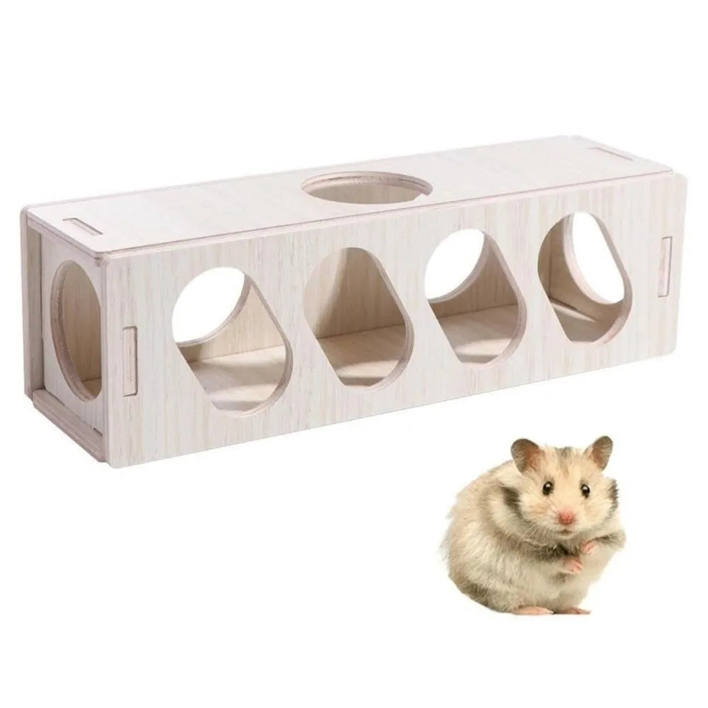Natural Wood Hamster Tunnel Chewable Surface - MyPetDollar.com