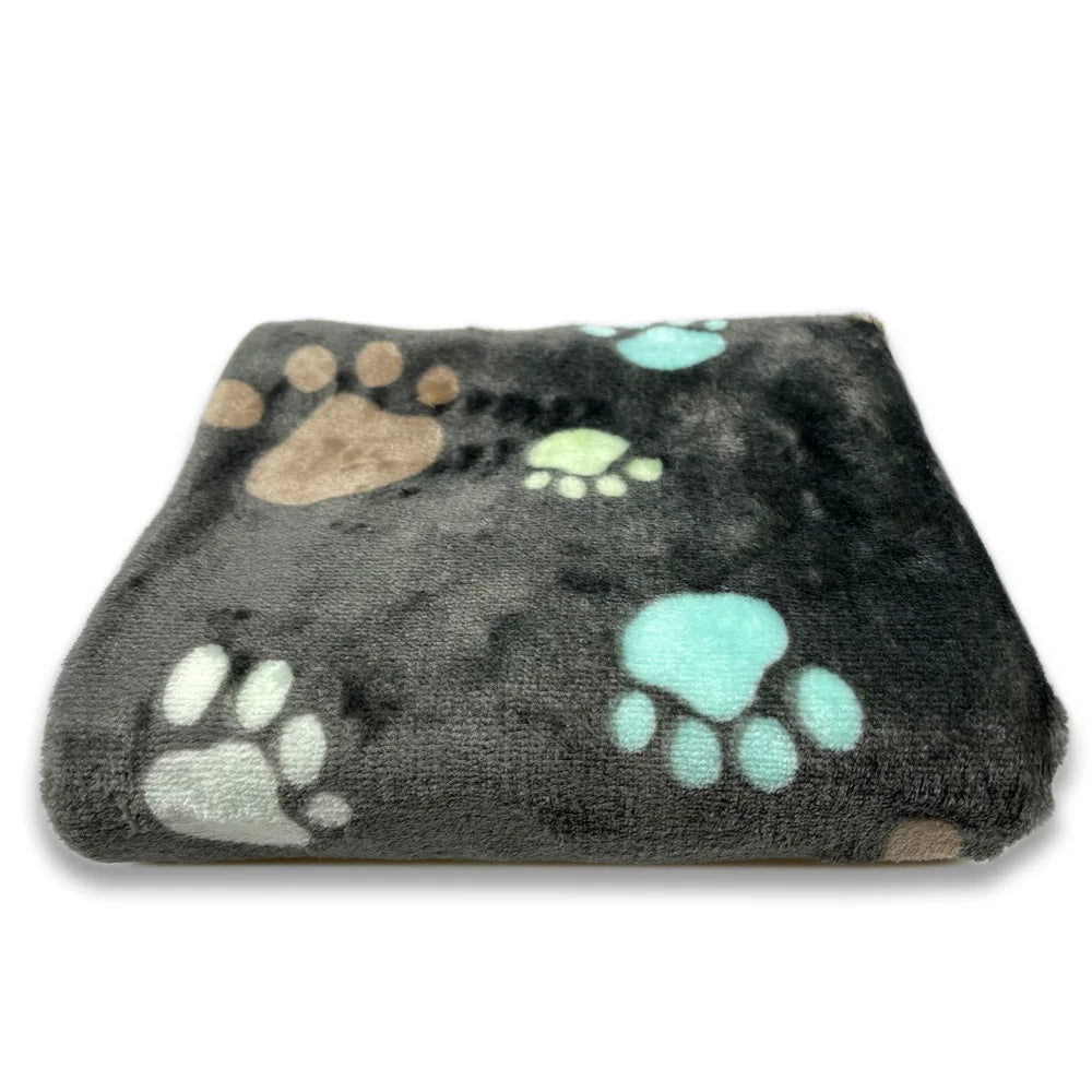Coral Fleece Pet Blanket Warm Paw Print Dog - MyPetDollar.com