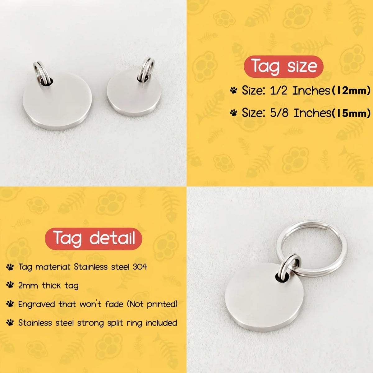 Custom Engraved Pet ID Tag - 12mm Tiny - MyPetDollar.com