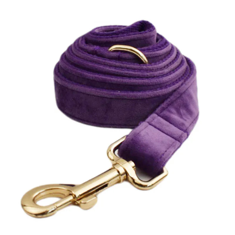Purple Velvet Dog Collar And Leash Set For - MyPetDollar.com