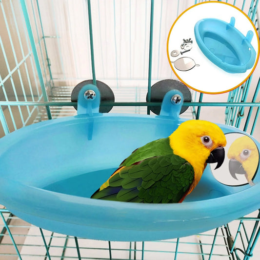 Mirrored Bird Bath Pet Cage Bath Basin - MyPetDollar.com