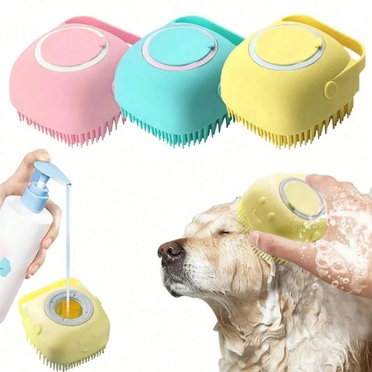 Silicone Pet Bath Brush with Shampoo - MyPetDollar.com