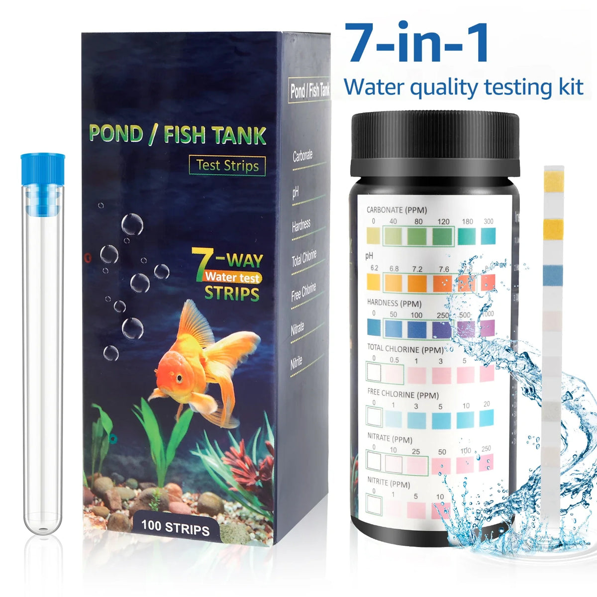 Aquarium Test Strips Water Quality 7 In1 – 8 Colors