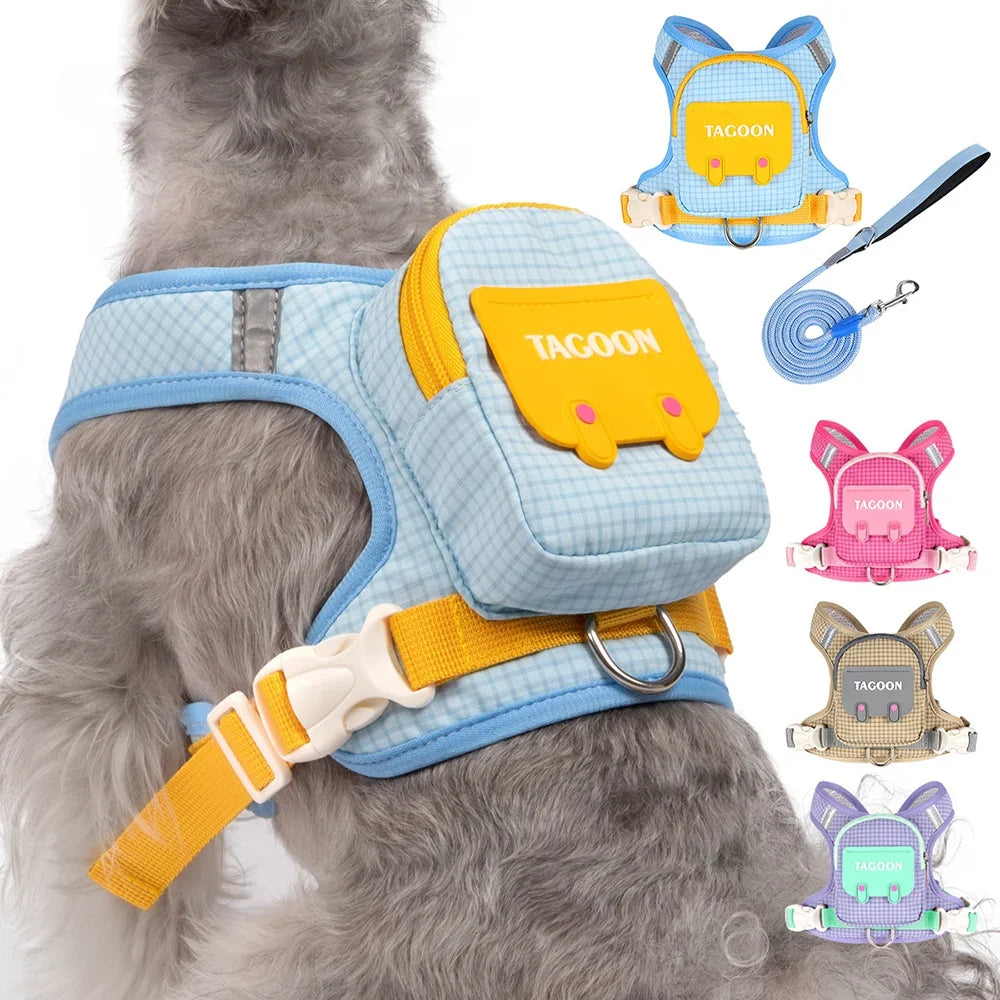 Cute Backpack Dog Harness with Leash, - MyPetDollar.com