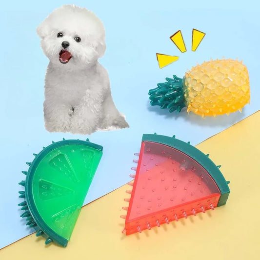 Dog Chew Toy Fruit Squeaky Teeth Cleaning - MyPetDollar.com