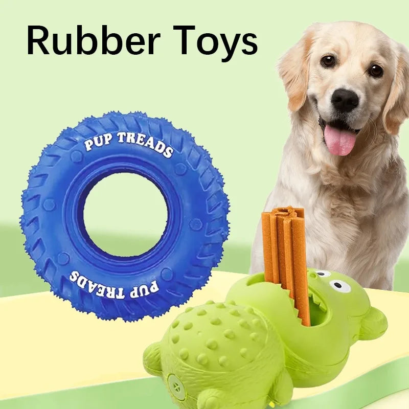 Dog Toys Tyre Natural Rubber Squeaks Strong - MyPetDollar.com