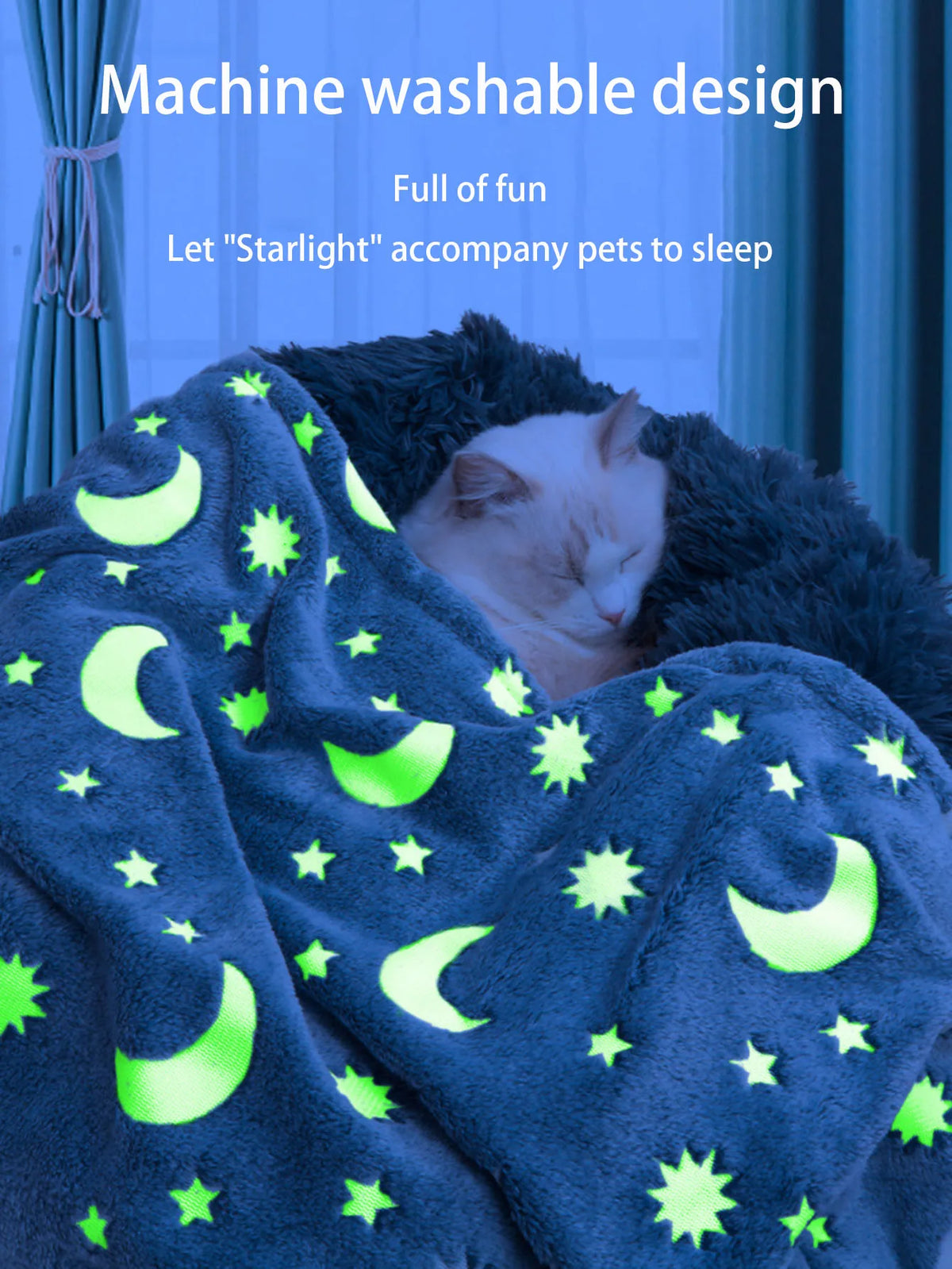 Star Moon Dog Throw Blanket Glow in The - MyPetDollar.com