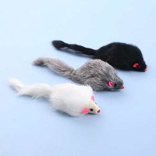 1/3Pcs 17cm Fluffy Pet Cat Toy Mice with - MyPetDollar.com