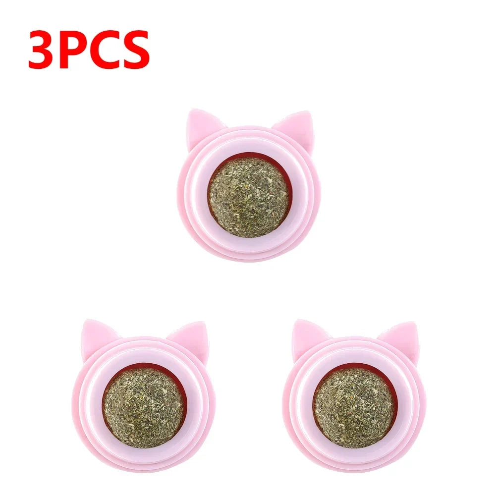 1- Pet Catnip Toys Wall Ball Licking Snacks Safety Healthy – 11 Colors