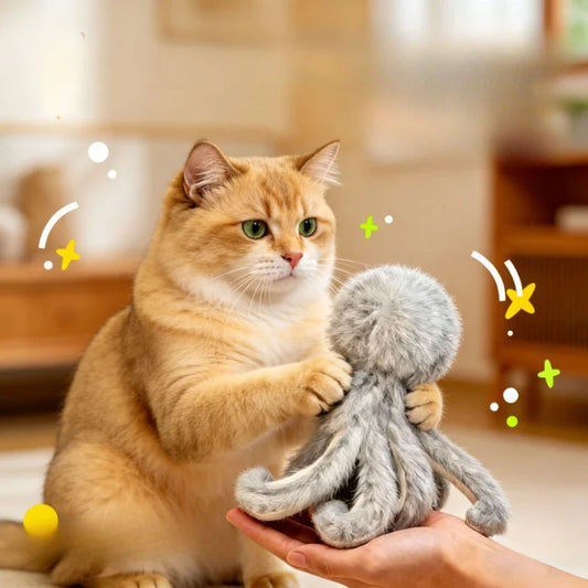 Rabbit Fur Octopus Cat Teaser Toy: - MyPetDollar.com