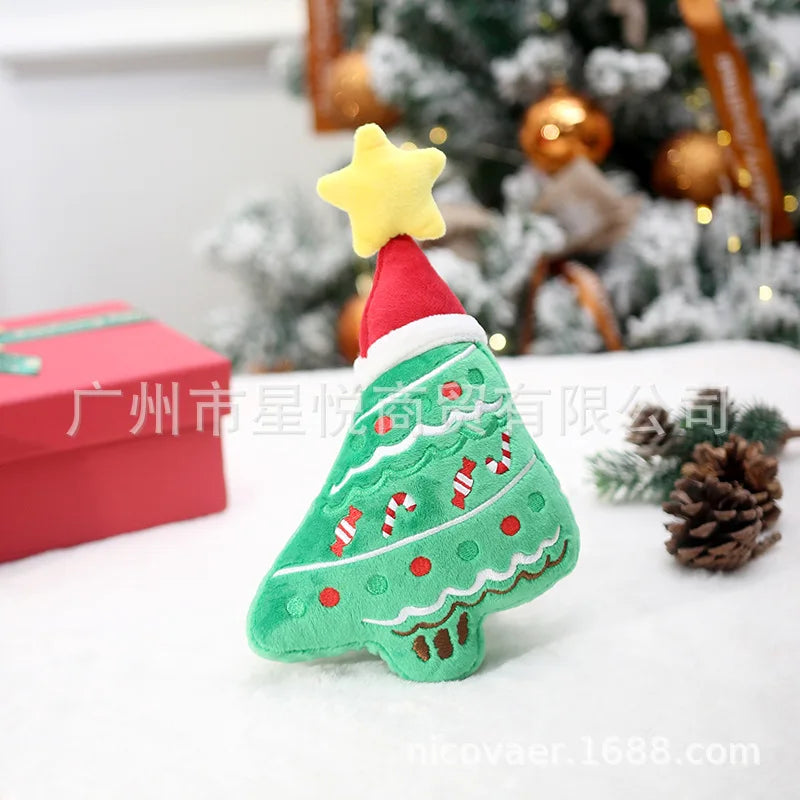 Pet Christmas Plush Sound Toy Thorn Bear Snowman Tree