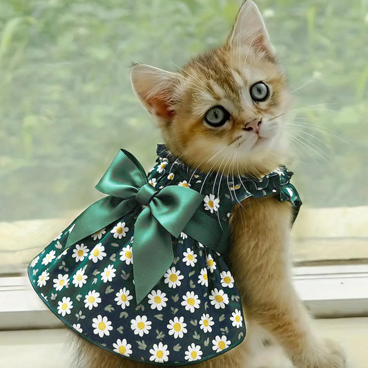 Fashion Cat Pet Dog Dress Sleeveless Cyan - MyPetDollar.com