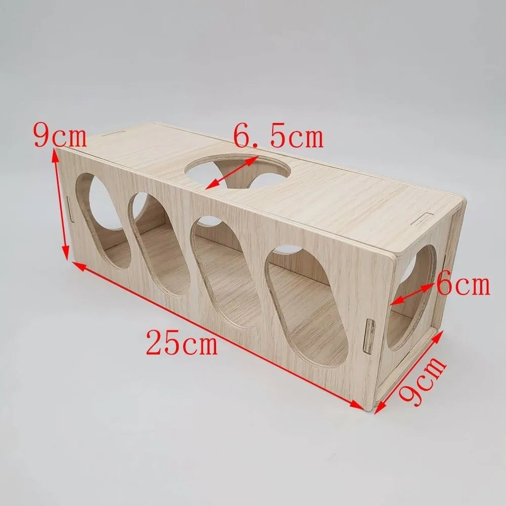 Natural Wood Hamster Tunnel Toy Durable DIY Crafts Hideout for Small Pets