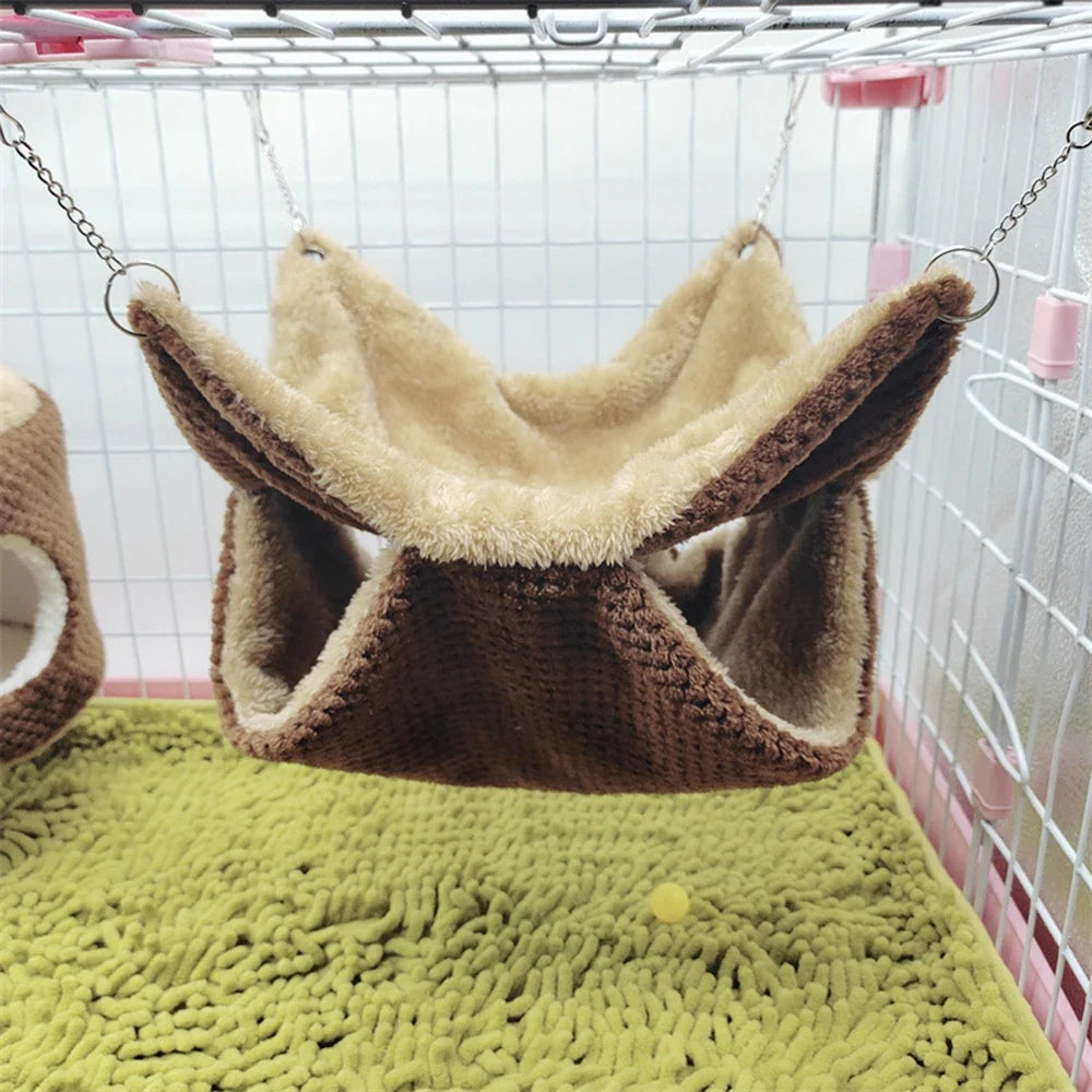 Warm Honey Glider Double Pile Hammock Guinea Pig Flower Branch – 6 Colors