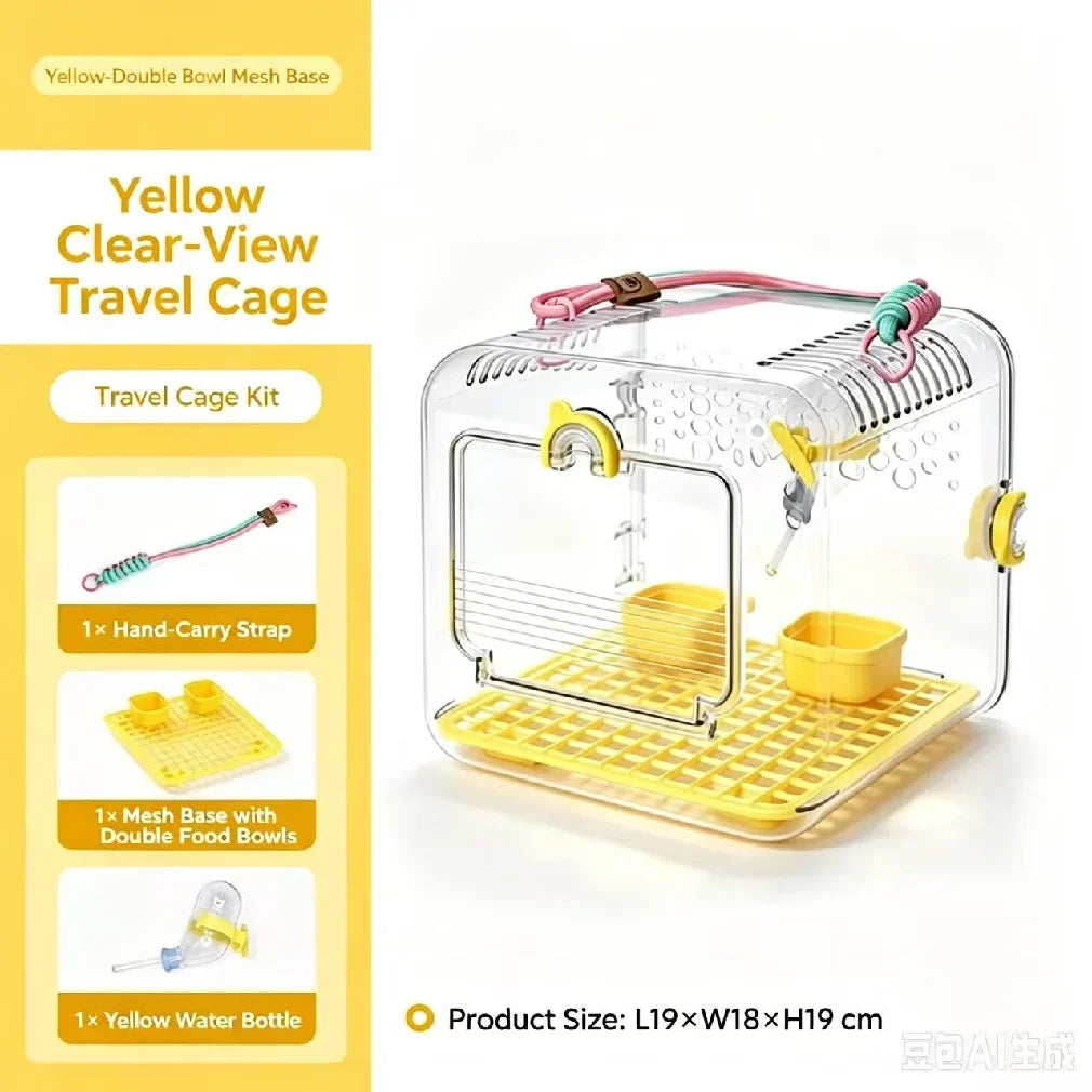 Bird Carrier Portable Clear Cage for Travel - MyPetDollar.com
