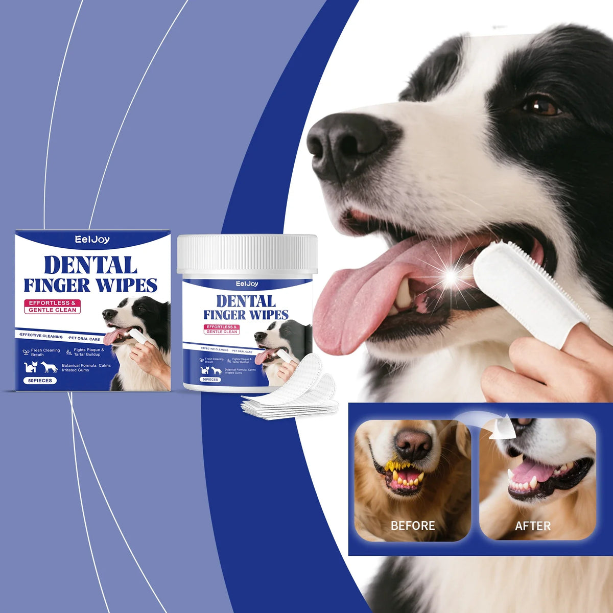 Dog Cat Teeth Cleaning Finger Wipes Gentle - MyPetDollar.com