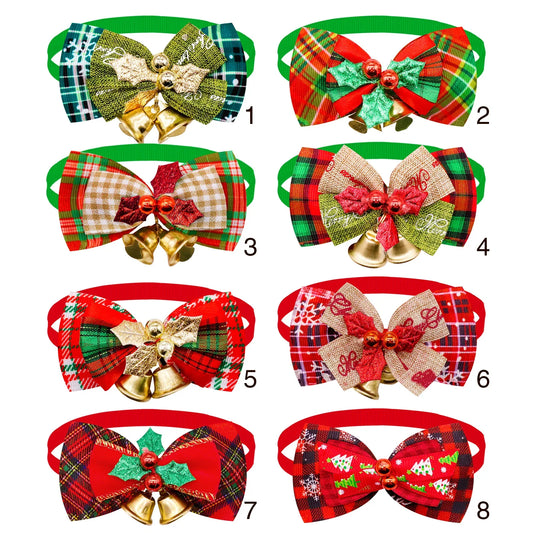 50/100pcs Bell Dog Bowtie Dog Christmas Bow - MyPetDollar.com