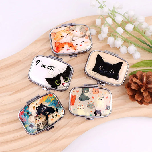 Cartoon Animals Cats Pill Box Divided Metal - MyPetDollar.com