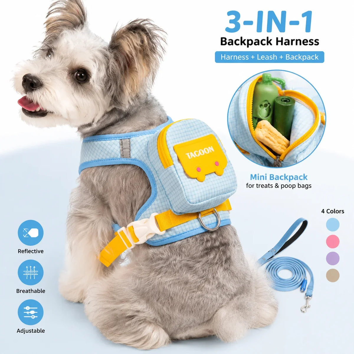 Cute Backpack Dog Harness with Leash, - MyPetDollar.com