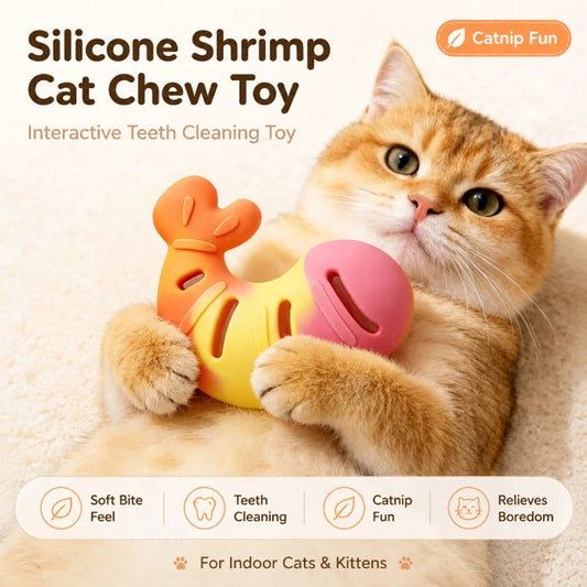 Durable Silicone Shrimp Cat Toy, Interactive - MyPetDollar.com
