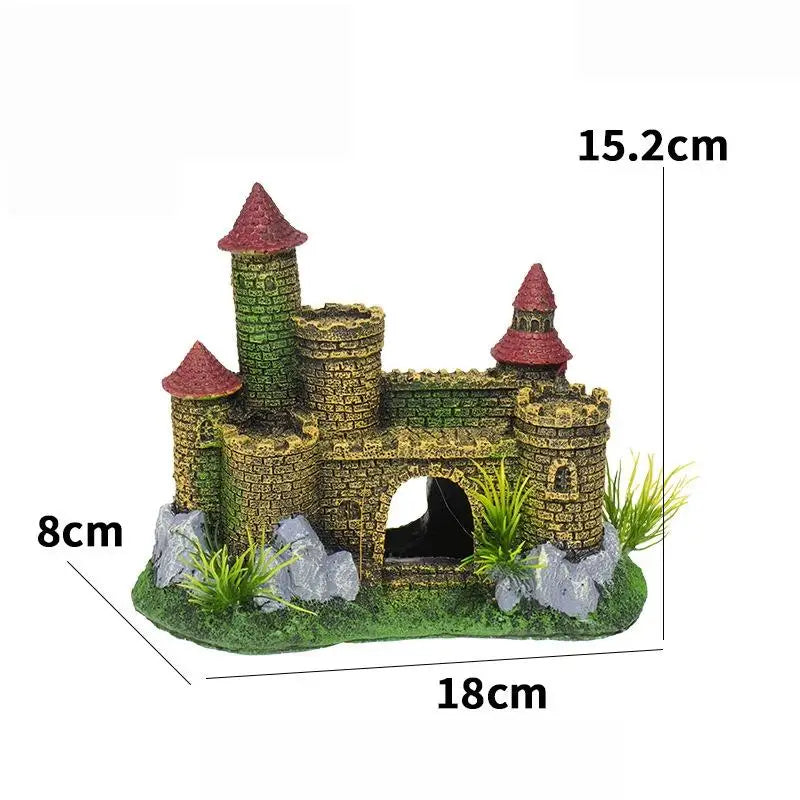 Artistic Castle Shaped Resin Rockery, One Piece Aquarium Decor – 7 Colors