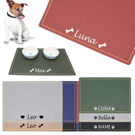 Custom Pet Food Bowl Mat PU Waterproof - MyPetDollar.com