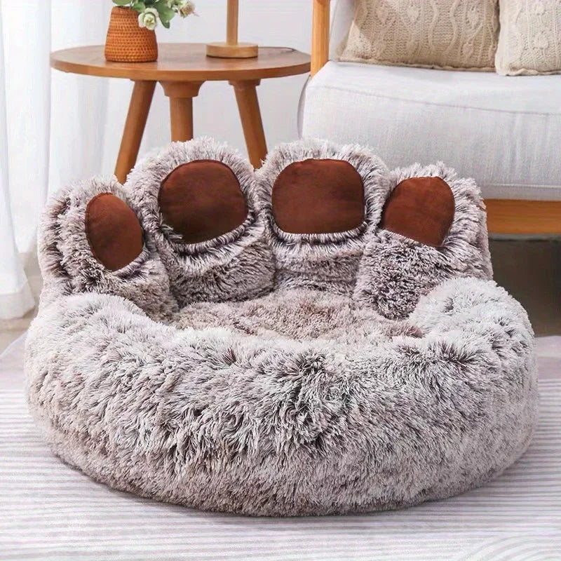 Cute Bear‑Paw Pet Sofa Bed Soft Fluffy Cozy - MyPetDollar.com