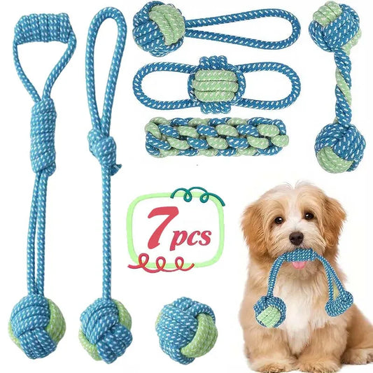 7pcs Dog Rope Chew Toys, Interactive Knot - MyPetDollar.com