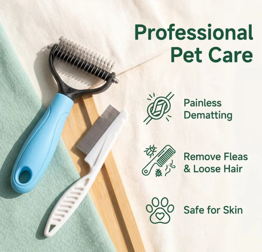 2in1 Pet Grooming Kit Dematting Flea Comb - MyPetDollar.com