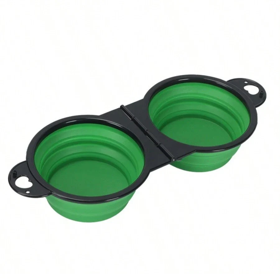 1-piece 2-in-1 Foldable Dual Bowl Feeding - MyPetDollar.com