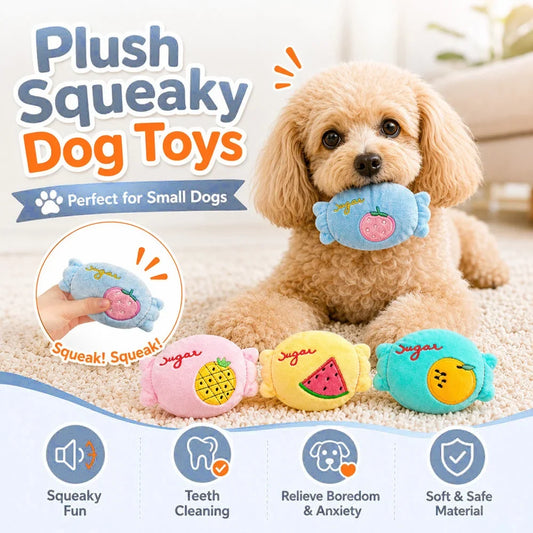 Cute Squeaky Plush Dog Toy Candy Fruit - MyPetDollar.com