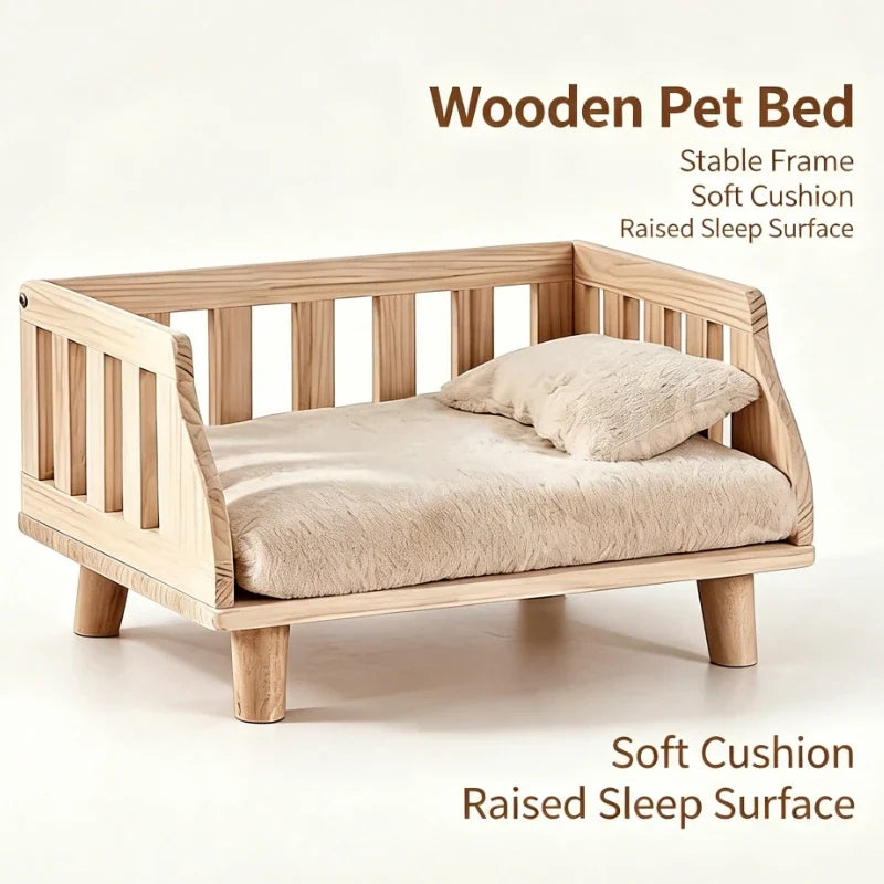 Solid Wood Pet Bed Elevated Dog Cat Sofa - MyPetDollar.com
