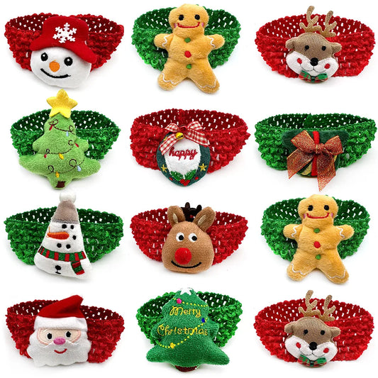 30/50pcs Large Dog Bowties Snowman Christmas - MyPetDollar.com