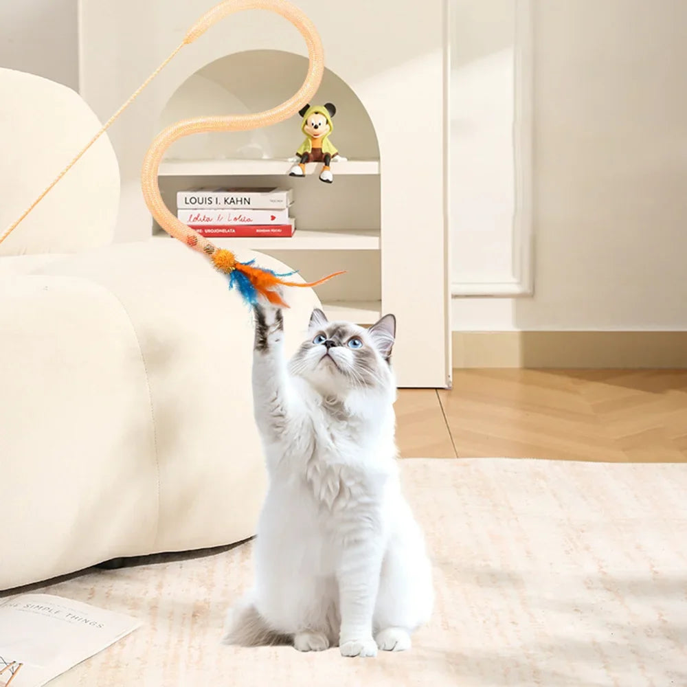 Snake Cat Teaser Wand with Catnip Balls, - MyPetDollar.com