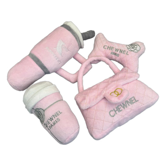 Pink Cute Dog Squeaky Toys Set Handbags Cups - MyPetDollar.com
