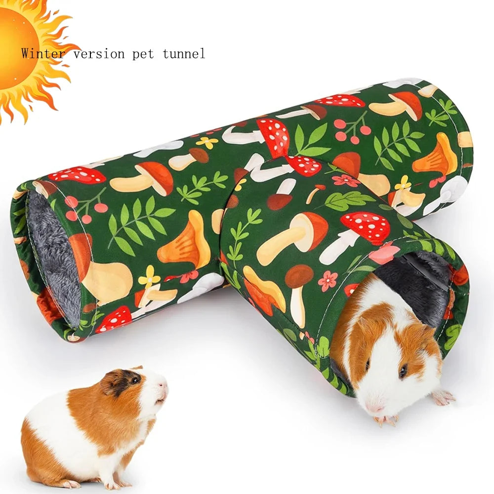 T Shape 3 Way Guinea Pig Tunnel Foldable Washable Hideout Play for Small Pets