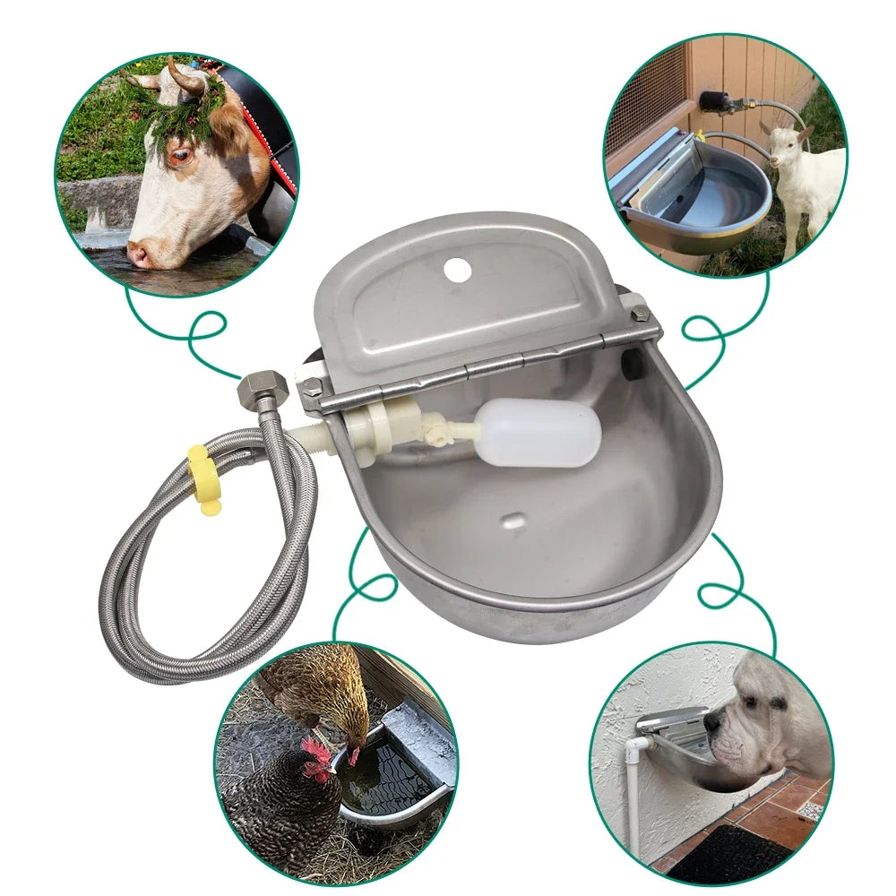 1 Set Automatic Cow Bowl Stainless Water - MyPetDollar.com