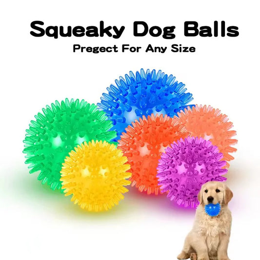 TPR Squeaky Spiked Dog Ball Chew Toy Durable - MyPetDollar.com