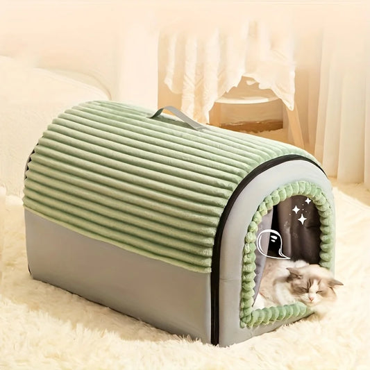 Washable Enclosed Pet House with Door Curtain