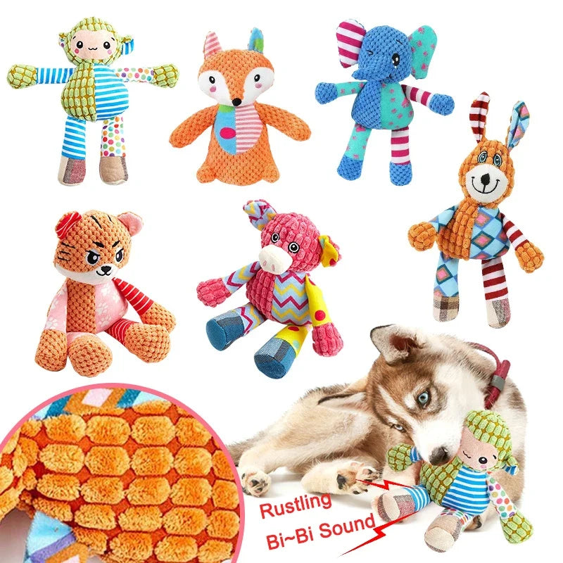 Dog Cat Squeaky Toy Animals Shape Pet Plush - MyPetDollar.com