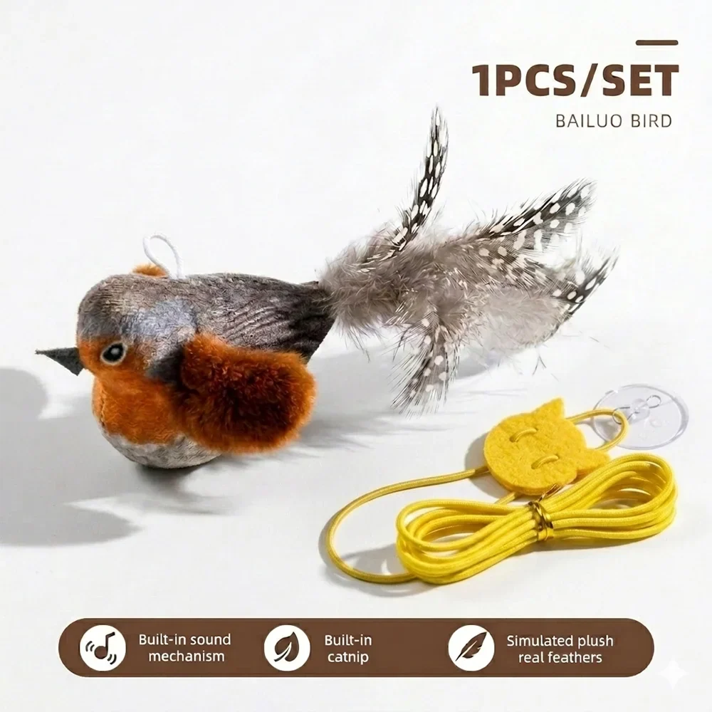 Indoor Interactive Birds Plaything for Cat Chasing Teasing Sounding – 7 Colors