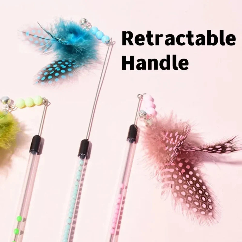 New Cat Toys Feather Cats Sticks Retractable - MyPetDollar.com