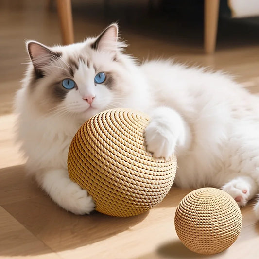 Sisal Ball Interactive Cat Toy - A - MyPetDollar.com