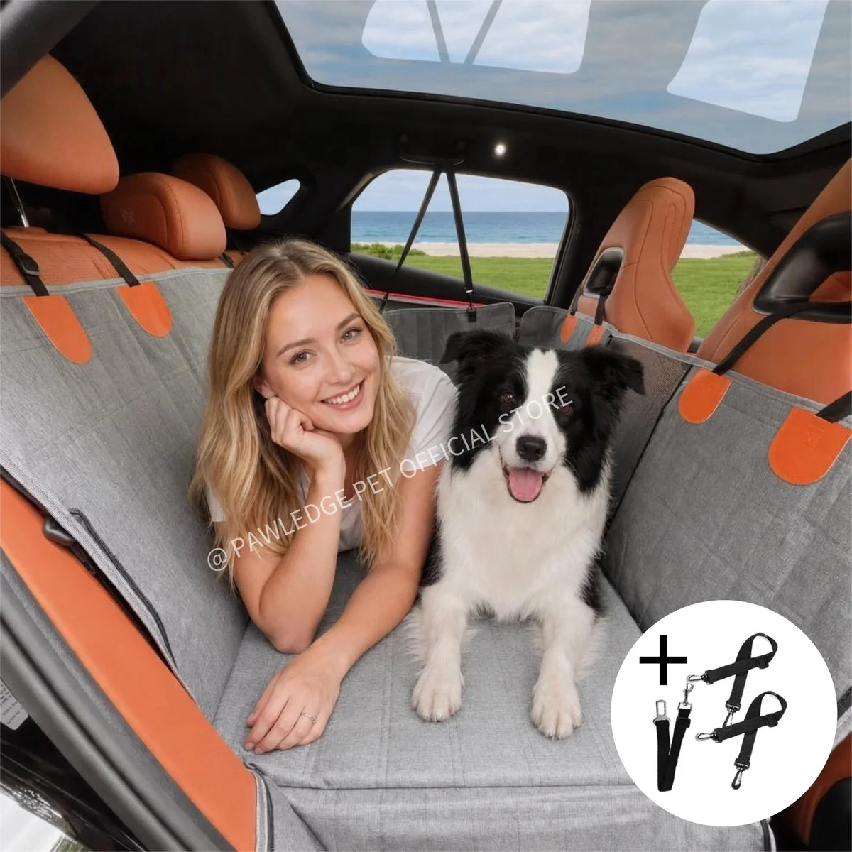 Non-Slip Hard‑bottom Dog Back‑seat Extender Hammock – Dog Beds & Mats