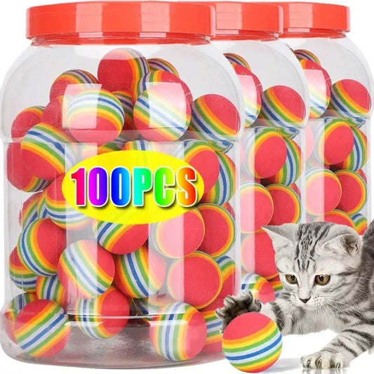 100/10PCS Pet Toy Balls Interactive Rainbow - MyPetDollar.com
