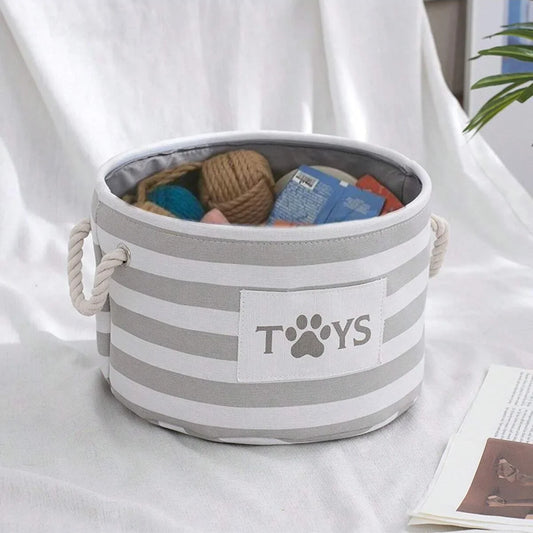 1pc-A foldable striped pet toy basket and a - MyPetDollar.com